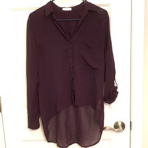 Deep royal purple adjustable sleeve shirt